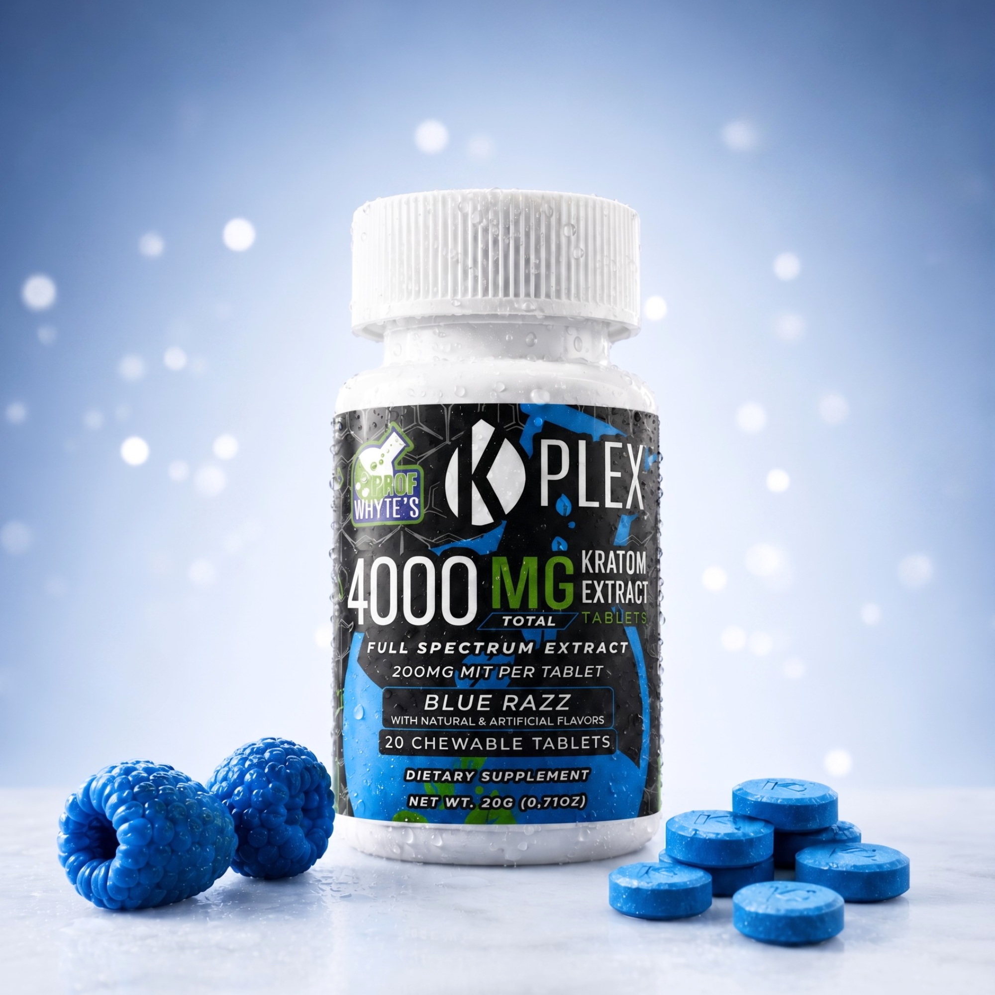K-Plex Blue Razz Kratom Extract Tablets